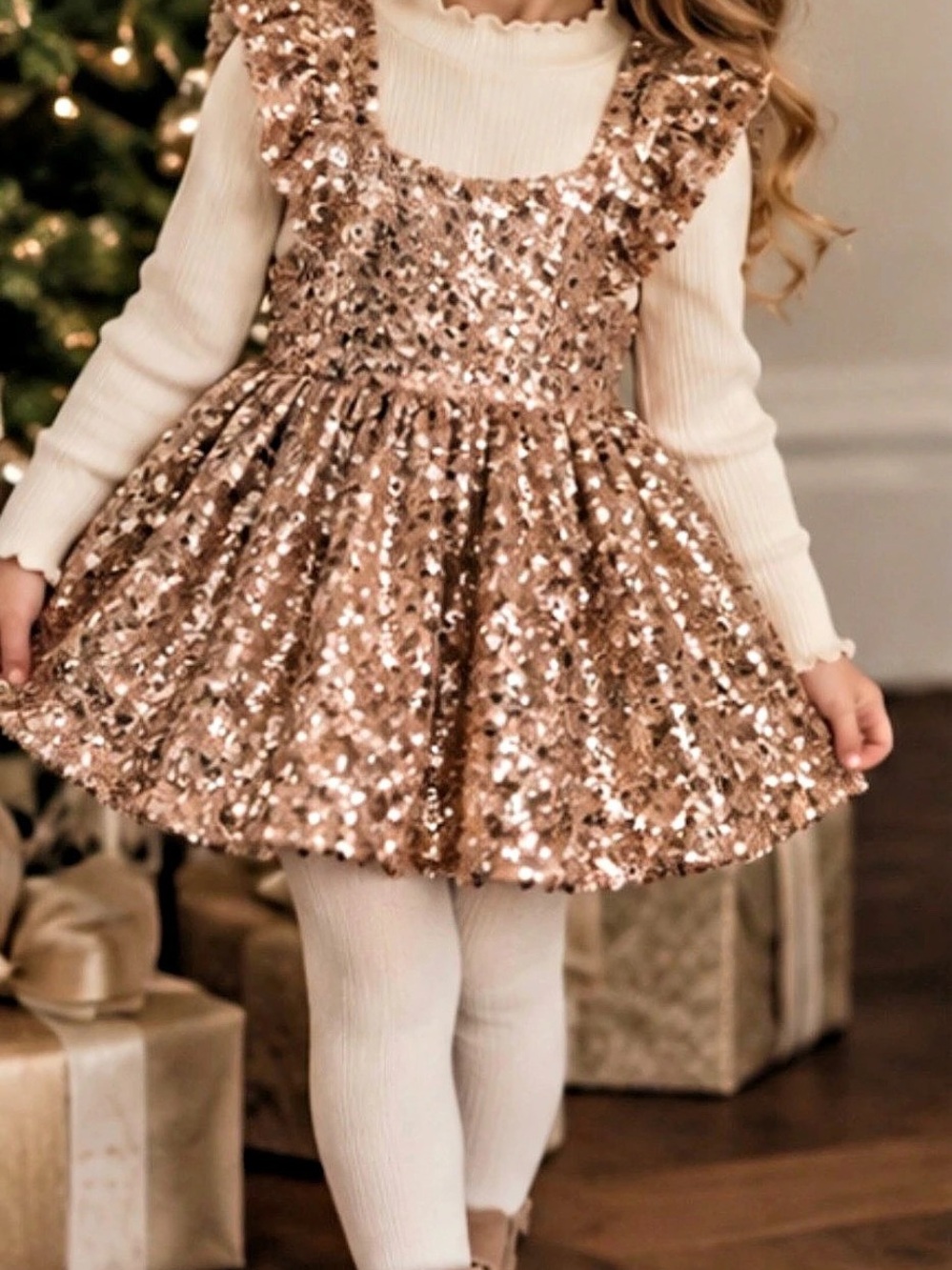 Joyfolie Sequin Pinafore Dress